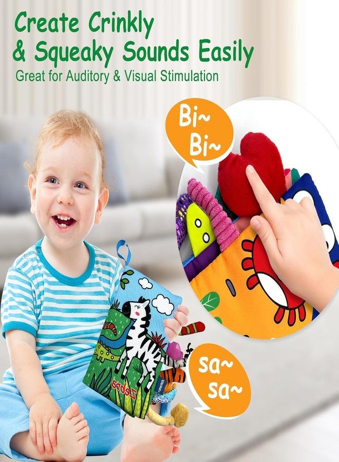 BeFunky Baby Fabric Book, Soft 3D Picture and Crinkle Book for 0-12 Months, Sensory Montessori Learning Toy for Boys and Girls (Sea World), Multicolor - Image 5